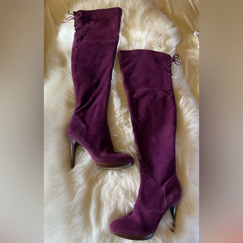 Sam Edelman Over the Knee Purple Suede Boots